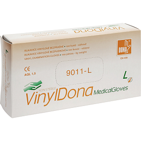 Dona Vinyldona vinylové rukavice bez prášku, veľkosť L 100 ks v krabici