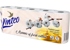 Linteo Premium Cotton Fresh Toaletný papier so sviežou vôňou bavlny biely 130 ks 3-vrstvový 15 m 10 ks