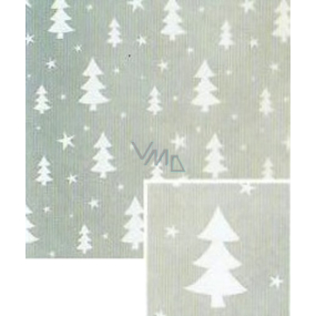 Nekupto Vianočný baliaci papier na darčeky 70 x 500 cm Strieborný, biele stromčeky
