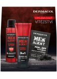 Dermacol Men Agent Eternal Victory 3v1 sprchový gél 250 ml + dezodorant v spreji 150 ml + peelingová maska na tvár 2 x 7,5 ml, kozmetická sada pre mužov