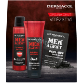 Dermacol Men Agent Eternal Victory 3v1 sprchový gél 250 ml + dezodorant v spreji 150 ml + peelingová maska na tvár 2 x 7,5 ml, kozmetická sada pre mužov