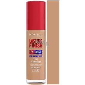 Rimmel Lasting Finish Dlhotrvajúci hydratačný make-up s kyselinou hyalurónovou 203 True Beige 30 ml