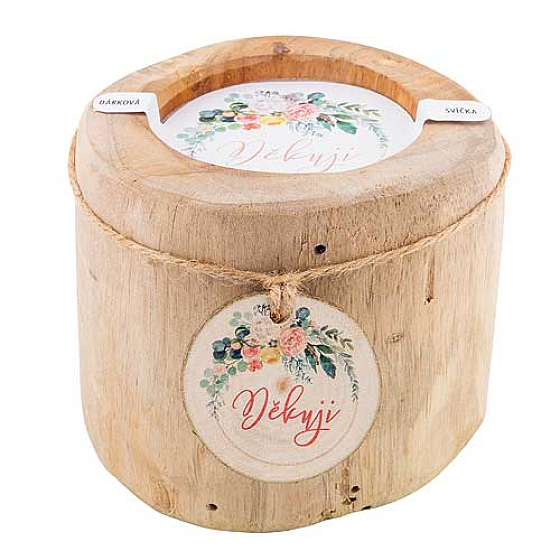 Bohemia Gifts Vonná sviečka v teakovom dreve Ďakujem 11 cm