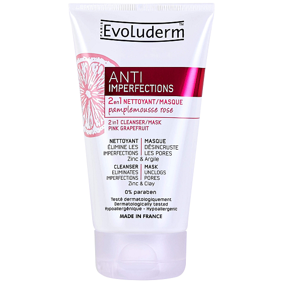 Evoluderm Anti Imperfection 2v1 čistiaci gél - maska pre pleť so sklonmi k akné 150 ml
