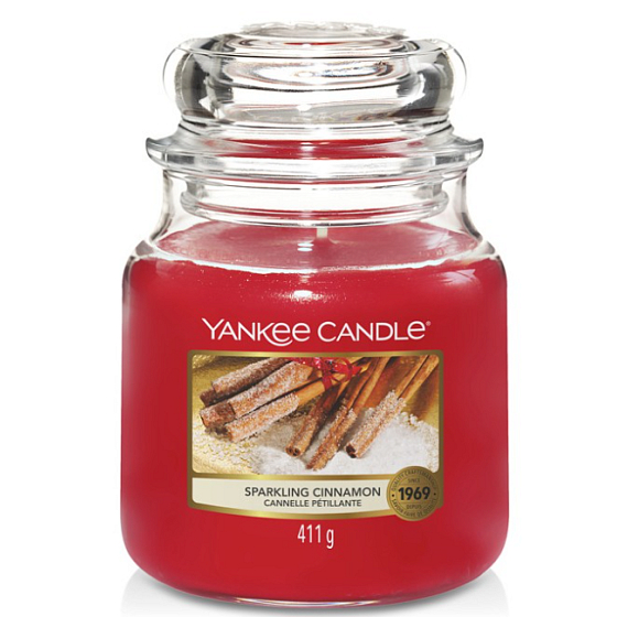 Yankee Candle Sparkling Cinnamon - Trblietavá škorica vonná sviečka Classic stredné sklo 411 g