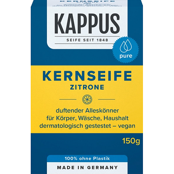 Kappus Kernseife Citron univerzálny tvrdé prírodné mydlo vyrobené z prírodných látok 150 g