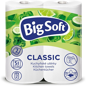 Big Soft Classic 2vrstvové kuchynské papierové utierky, 2× 51 útržkov, 2 role