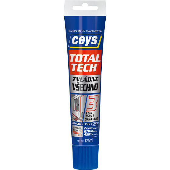 Ceys Total Tech voděodolné lepidlo a tmel, transparentné, 125 g