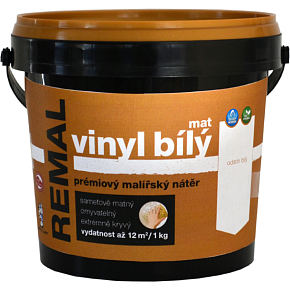 REMAL Vinyl biely mat umývateľná farba na stenu 1 kg
