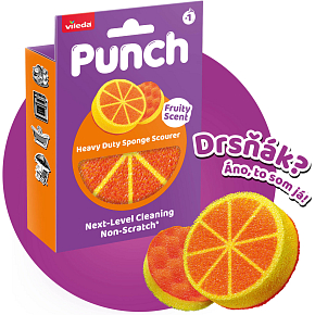Vileda Punch hubka na riad s vôňou pomaranča, 1 kus Vileda Punch hubka na riad s vôňou pomaranča, 1 kus