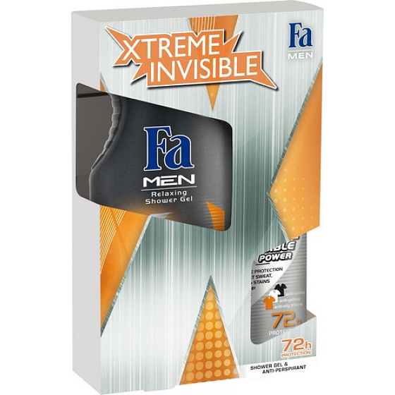 Fa Men Xtreme Invisible sprchový gel 400 ml + dezodorant sprej 150 ml, kozmetická sada