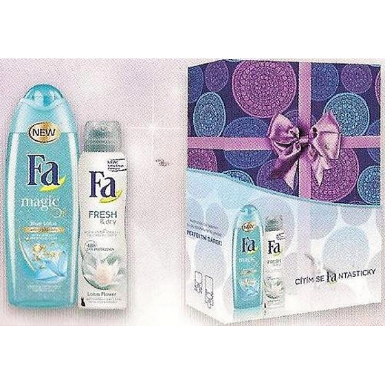 Fa Magic Blue Lotus sprchový gél 250 ml + Fa Fresh & Dry lotus Flower dezodorant sprej pre ženy 150 ml, kozmetická sada
