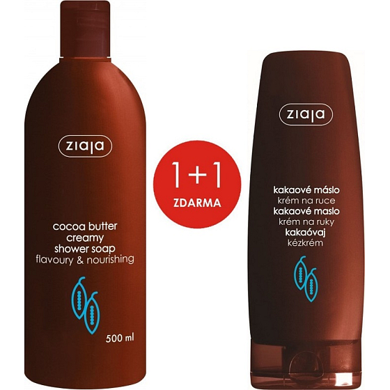 Ziaja Kakaové maslo krémové sprchové mydlo 500 ml + krém na ruky 80 ml, duopack