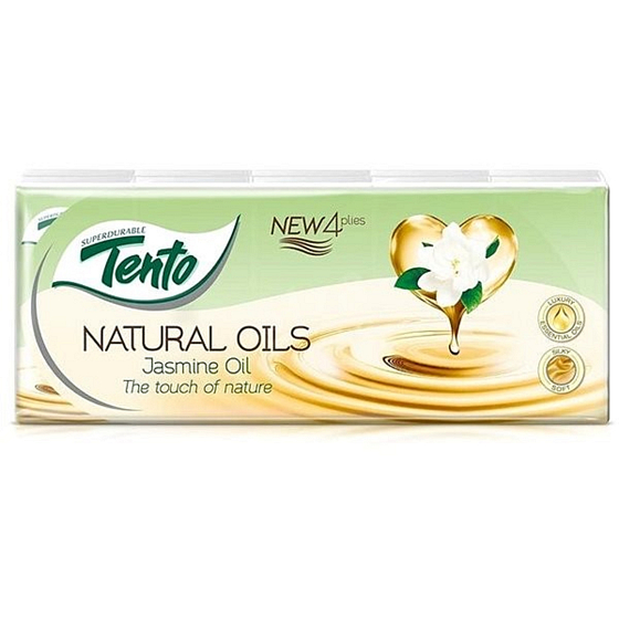 Tento Natural Oils Jasmine Oil parfumované hygienické vreckovky 4-vrstvovou 10 x 10 kusov