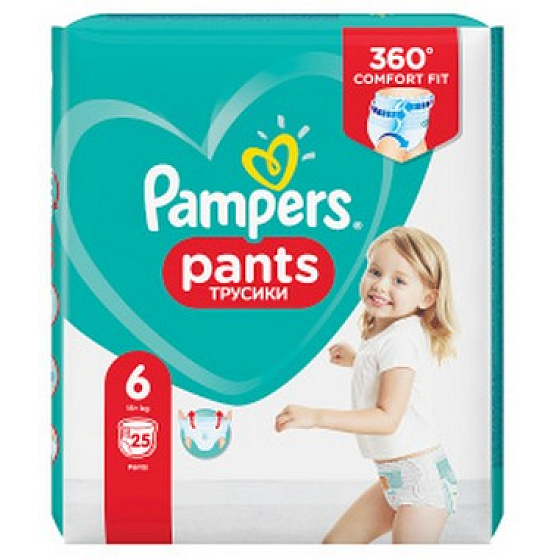 Pampers Pants veľkosť 6, 15+ kg plienkové nohavičky 25 kusov