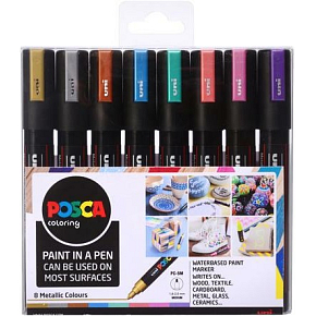 Posca Univerzálna sada akrylových fixiek 1,8 - 2,5 mm Mix metalických farieb 8 kusov PC-5M