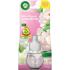 Air Wick Essential Oils White Peony & Jasmine Blossom - Pivoňka a jazmínový kvet elektrický osviežovač náhradná náplň 19 ml