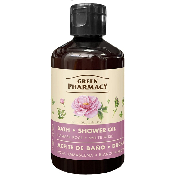 Green Pharmacy Kúpací a sprchový olej s damašskou ruží a bielym pižmom 250 ml