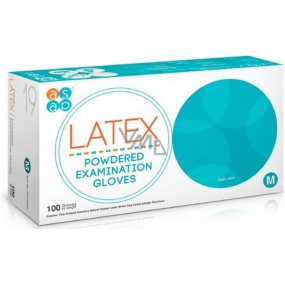 Asap Rukavice Latex jednorazové púdrované veľkosť M box 100 kusov