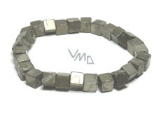 Pyritový náramok elastický prírodný, kocka 6 mm / 16-17 cm, majster sebadôvery a hojnosti