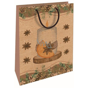Nekupto Darčeková kraftová taška 37 x 28 x 10 cm Vianočná sviečka