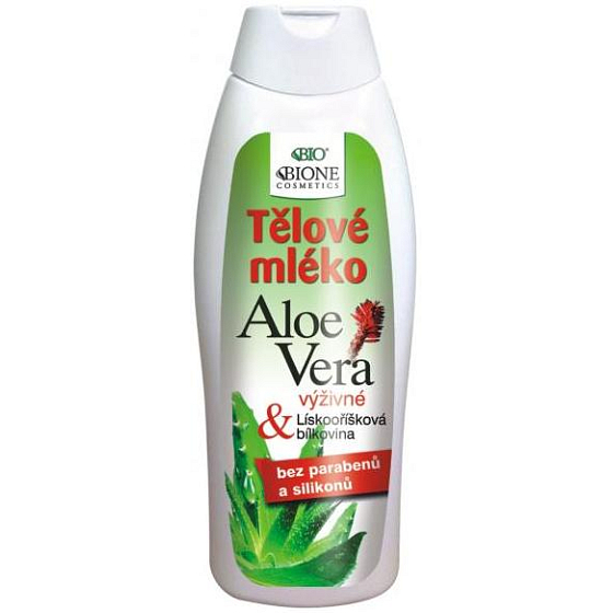 Bione Cosmetics Aloe Vera s lieskovoorieškovou bielkovinou telové mlieko pre všetky typy pokožky 500 ml