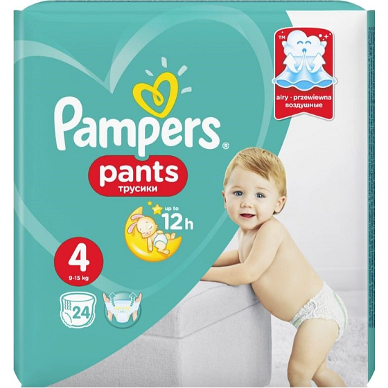 Pampers Pants 4 Maxi 9-15 kg plienkové nohavičky 24 kusov