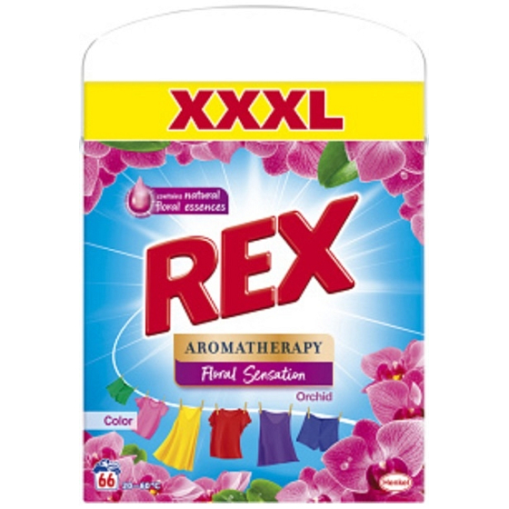 Rex Aromatherapy Orchidea a makadamiový olej Farebný prací prášok na farebnú bielizeň 66 dávok 3,96 kg