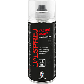BALSPREJ vrchný univerzálny akrylový náter v spreji, RAL 9010 biela lesk, 400 ml
