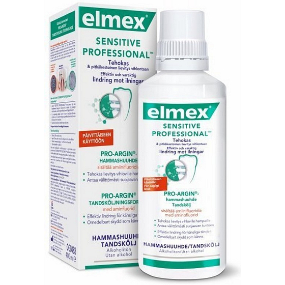 Elmex Sensitive Professional Pro-Argin ústna voda s Aminfluorid, bez alkoholu 400 ml
