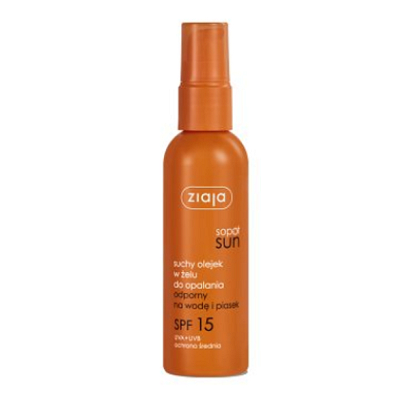 Ziaja Sopot Sun SPF 15 vodeodolný suchý olej na opaľovanie v géle dávkovač 90 ml