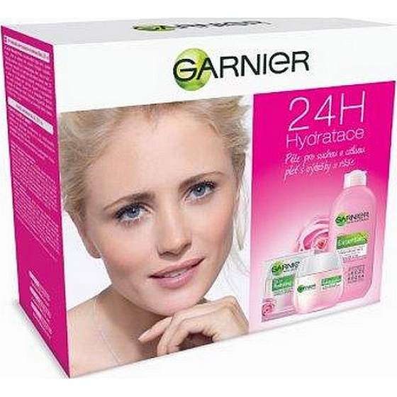 Garnier Essentials Rose hydratačný denný krém pre suchú a citlivú pleť 50 ml + odličovacie mlieko pre suchú pleť 200 ml, kozmetická sada