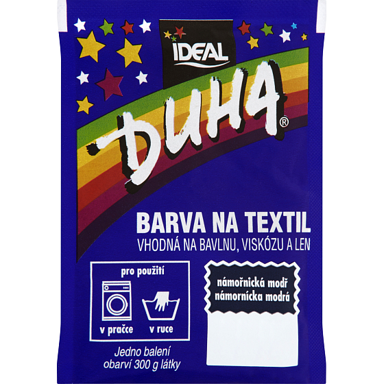 Ideal Duha námorní modr, farba na textil na bavlnu, viskózu a ľan, na 300 g látky, 15 g