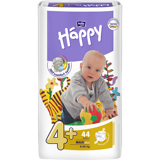 Bella Happy 4+ Maxi Plus 9-20 kg plienkové nohavičky 44 kusov