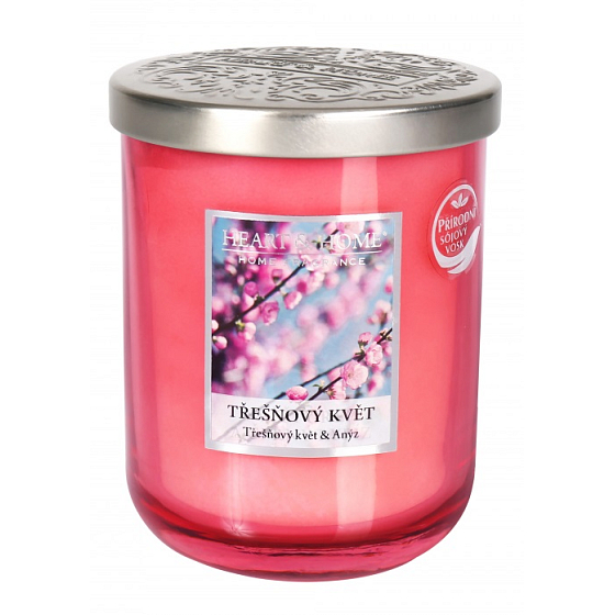 Heart & Home Čerešňový kvet Sójová vonná sviečka veľká horí až 70 hodín 310 g