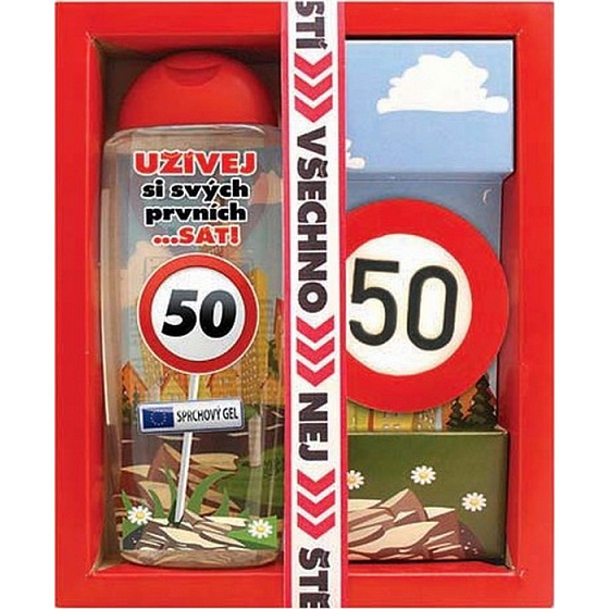 Bohemia Gifts Všetko najlepšie 50 sprchový gél 300 ml + ručne vyrábané toaletné mydlo 55 g, kozmetická sada