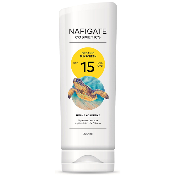 Nafigate Cosmetics Organic Sunscreen SPF15 opaľovací emulzia s prírodným UV filtrom 200 ml