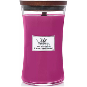 WoodWick Wild Berry & Beets vonná sviečka s dreveným knôtom a skleneným viečkom veľká 609,5 g