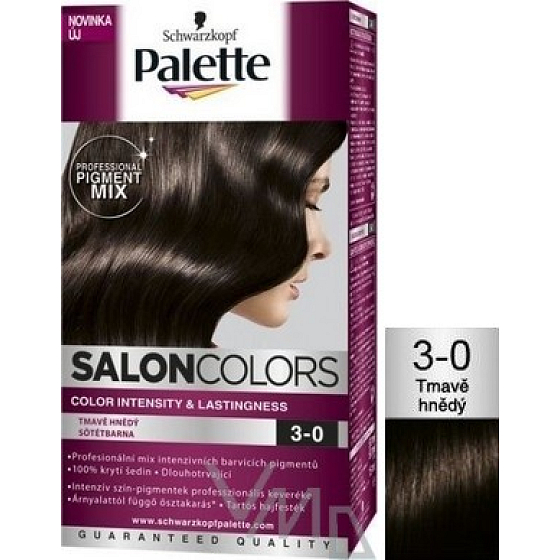 Schwarzkopf Palette Salon Colors farby na vlasy odtieň 3-0 Tmavohnedá