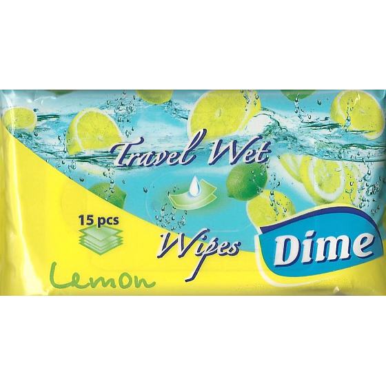 Dime Lemon Cestovné vlhčené obrúsky 12 x 20 cm 15 kusov