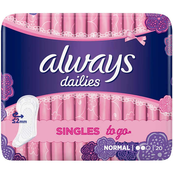 Always Dailies Singles To Go Normal slipové intímne vložky 20 kusov
