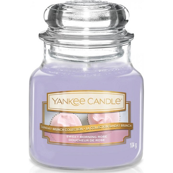 Yankee Candle Sweet Morning Rose - Sladká ranná ruža vonná sviečka Classic malá sklo 104 g