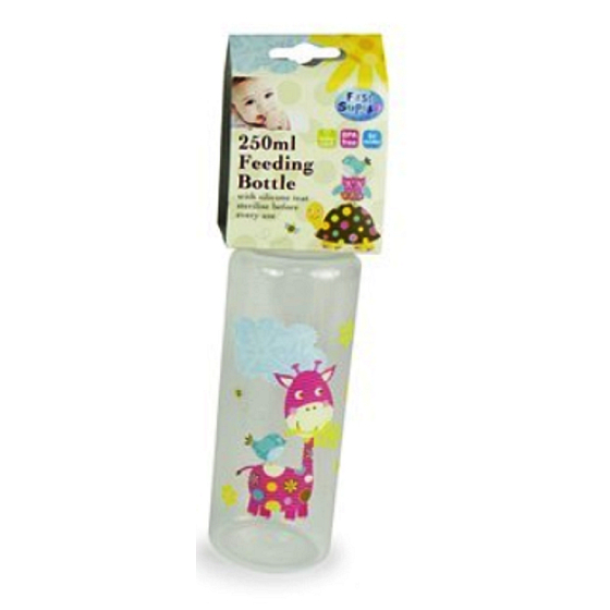 First Steps Patchwork 0+ dojčenská fľaša Ružová žirafa 250 ml