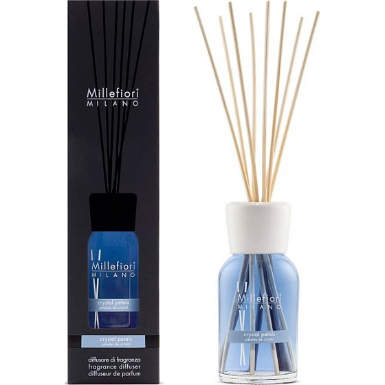Millefiori Milano Natural Crystal Petals - Krištáľové lístky Difuzér 250 ml + 8 stebiel v dĺžke 30 cm do stredne veľkých priestorov vydrží minimálne 3 mesiace