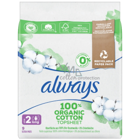 Always Ultra Long Cotton Protection hygienické vložky s krídelkami dlhé 9 kusov