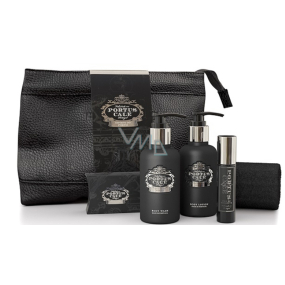 Castelbel Black Edition sprchový gél 100 ml + toaletná voda 10 ml + telové mlieko 100 ml + toaletné mydlo 40 g + uteráčik 30 x 32 cm + uzatvárateľný obal, cestovná kozmetická sada pre mužov