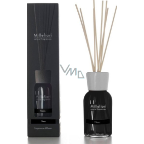 Millefiori Milano Natural Nero - Čierna Difuzér 250 ml + 8 stebiel v dĺžke 30 cm do stredne veľkých priestorov vydrží minimálne 3 mesiace