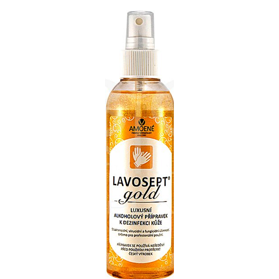 Lavosept Gold Višňa luxusná dezinfekcia pokožky na ruky pre profesionálne použitie viac ako 75% alkoholu 200 ml rozprašovač