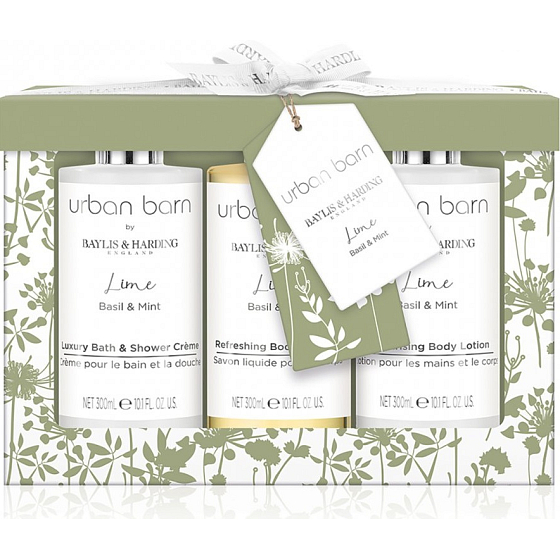 Baylis & Harding Limetka, Bazalka a Mäta kúpeľový a sprchový krém 300 ml + umývací gél 300 ml + telové mlieko 300 ml, kozmetická sada
