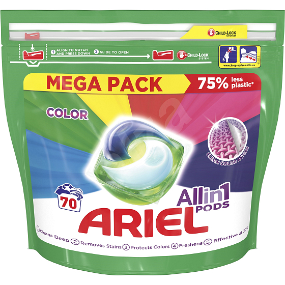 Ariel All in 1 Pods Color gélové vankúšiky na farebnú bielizeň 70 kusov x 35 ml